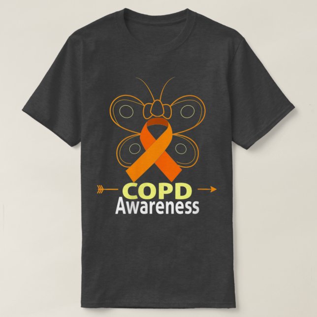 Upplysning om kvinnlig fjäril Copd Orange Ribbon C T Shirt (Design framsida)