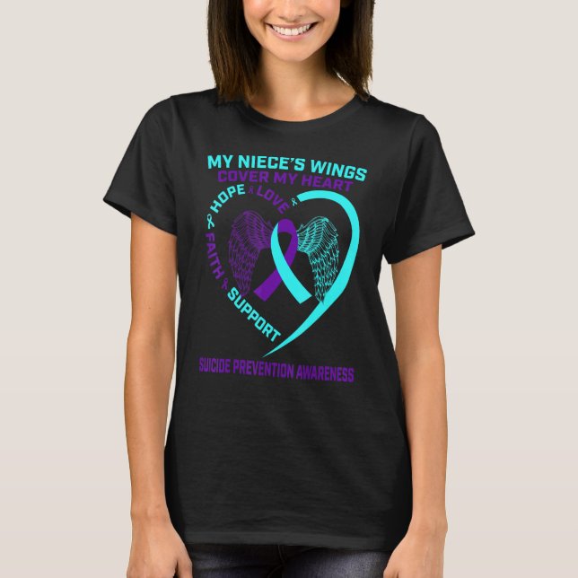 Upplysning om Lila Suicide Prevention Awareness Ni T Shirt (Framsida)