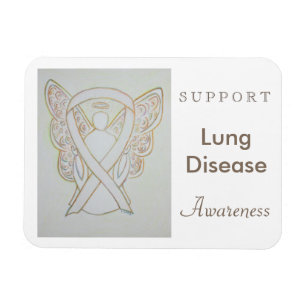 Upplysning om lungsjukdom Ribbon Angel Anpassnings Magnet