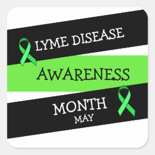 Upplysning om Lyme Disease Awareness Month Ribbon Fyrkantigt Klistermärke
