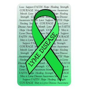 Upplysning om Lyme Disease Ribbon Grönt Magnet