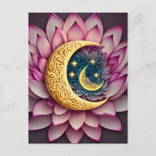 Upplysning om måne och Stars Lotus Flower Enlighte Vykort