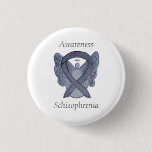 Upplysning om schizofreni Ribbon Angel Anpassnings Knapp