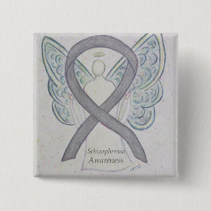 Upplysning om schizofreni Ribbon Angel Anpassnings Knapp
