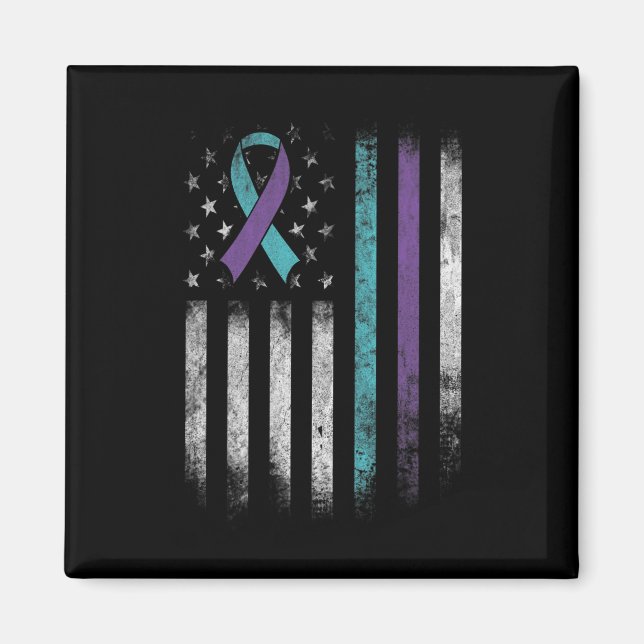 Upplysning om självmord Amerikanska Flagga Ribbon Magnet (Framsidan)
