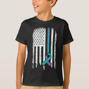 Upplysning om självmord Amerikanska Flagga Ribbon T Shirt