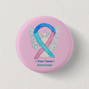 Upplysning om sköldkörtelcancer Ribbon Angel Butto Knapp