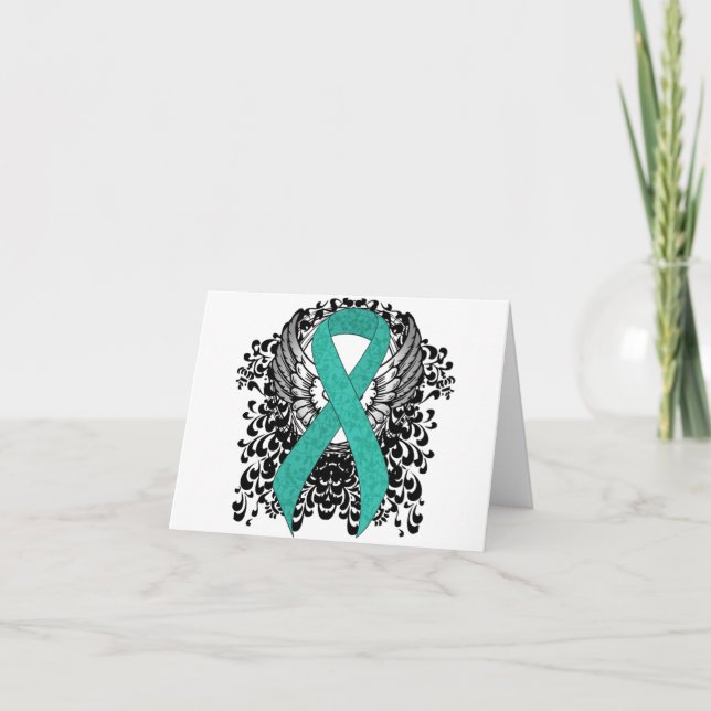 Upplysning om Teal Ribbon Support Kort (Framsida)