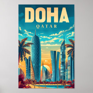 Upplysning om Vintagen i Doha Qatar Art Travel Poster