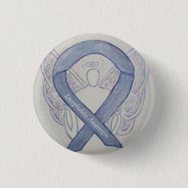 Upplysningsgrad för Encephalitis Silver Ribbon Ang Knapp (Framsida)