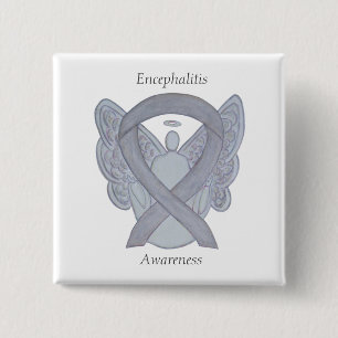 Upplysningsgrad för Encephalitis Silver Ribbon Ang Knapp