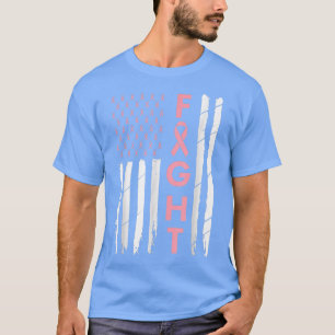 Upplysningskampanj om bröstcancer USA flagga Rosa T Shirt