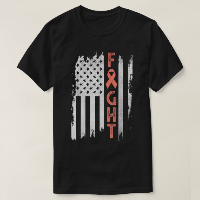 Upplysningspersika med Uterine Cancer Peach Ribbon T Shirt (Design framsida)