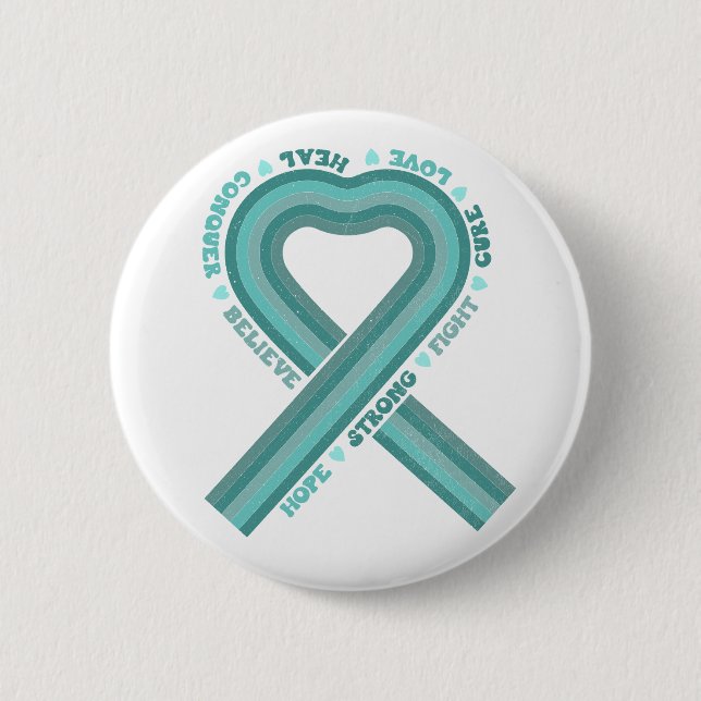 Upplysningsstöd för äggstockscancer Teal Ribbon Knapp (Framsida)
