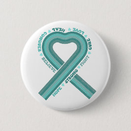 Upplysningsstöd för äggstockscancer Teal Ribbon Knapp