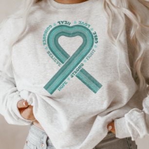 Upplysningsstöd för äggstockscancer Teal Ribbon T Shirt