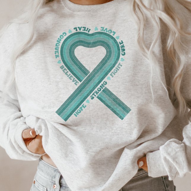 Upplysningsstöd för äggstockscancer Teal Ribbon T Shirt (Skapare uppladdad)