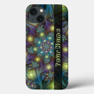 Upplyst Abstrakt Blue Lila Fractal Art Namn