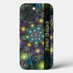 Upplyst Abstrakt Blue Lila Fractal Art Namn