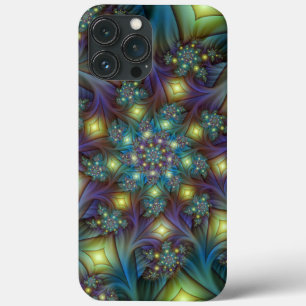 Upplyst Abstrakt Shiny Teal Lila Fractal Art