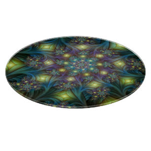 Upplyst Abstrakt Shiny Teal Lila Fractal Art