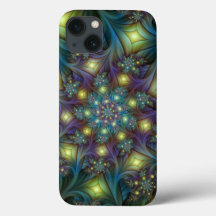 Upplyst Abstrakt Shiny Teal Lila Fractal Art