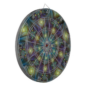 Upplyst Abstrakt Shiny Teal Lila Fractal Art Darttavla
