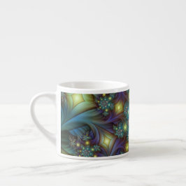 Upplyst Abstrakt Shiny Teal Lila Fractal Art Espressomugg