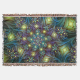 Upplyst Abstrakt Shiny Teal Lila Fractal Art Mysfilt
