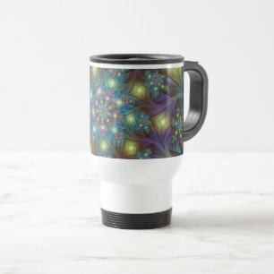 Upplyst Abstrakt Shiny Teal Lila Fractal Art Resemugg