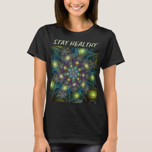 Upplyst Abstrakt Shiny Teal Lila Fractal Art T Shirt