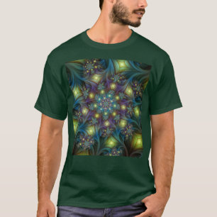 Upplyst Abstrakt Shiny Teal Lila Fractal Art T Shirt
