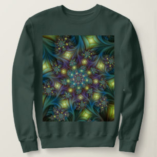 Upplyst Abstrakt Shiny Teal Lila Fractal Art T Shirt