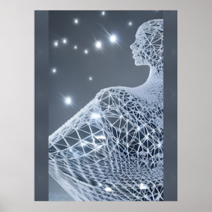 Upplyst AI Fantasy Art Print Porträtt Luminary Poster