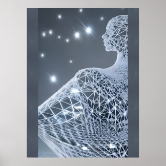 Upplyst AI Fantasy Art Print Porträtt Luminary Poster