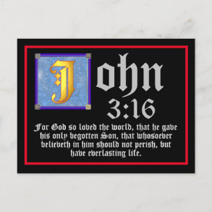 Upplyst bibelcitat av Brev John 3 16 Påsk Vykort