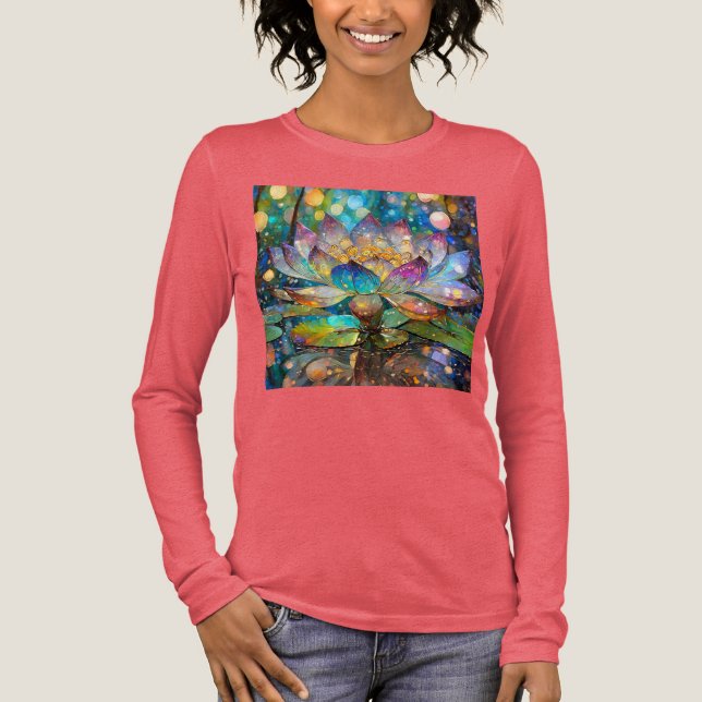Upplyst blommande lotusblomma t shirt (Framsida)