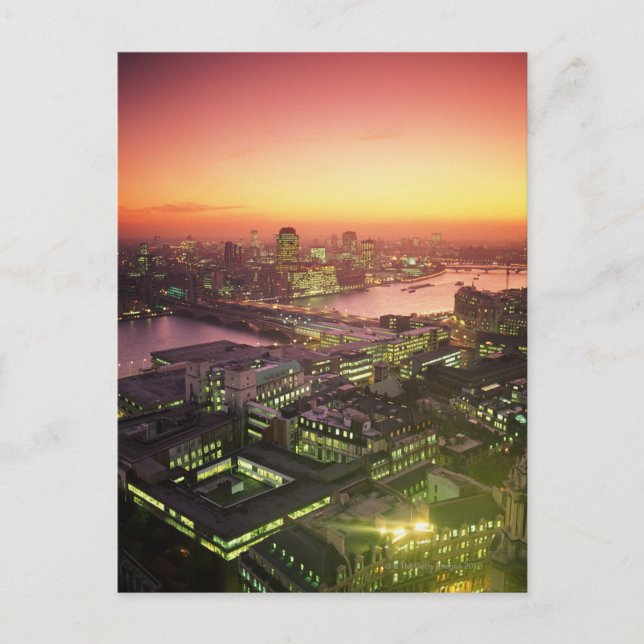 Upplyst Cityscape Vykort (Framsida)