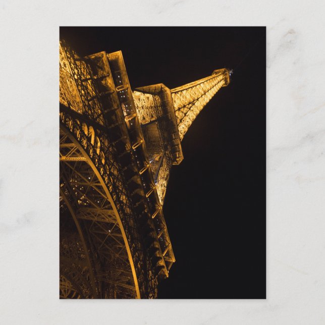 Upplyst Eiffel Torn i natt i Paris Vykort (Framsida)