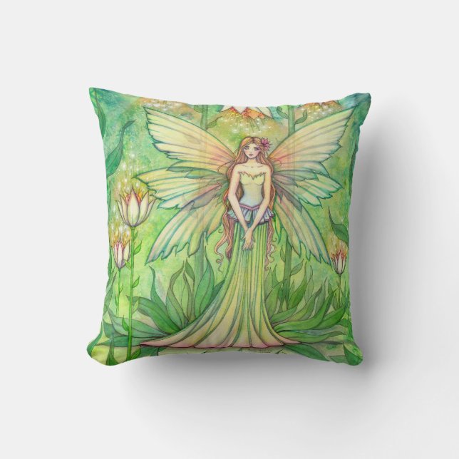 Upplyst Garden Fairy Fantasy Art Kudde (Framsida)