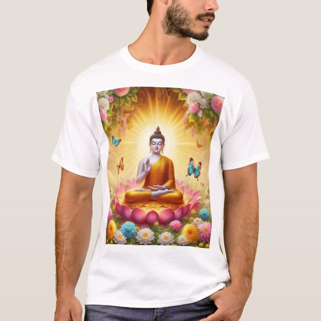 Upplyst gudstjänst: Lord Buddha Tapet T Shirt (Framsida)
