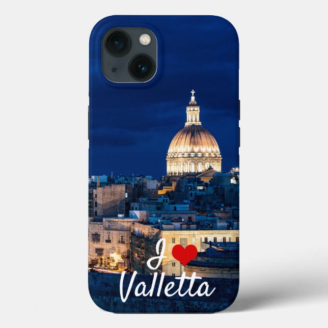 Upplyst i den gamla staden och hamnen i Valletta. (Baksida)