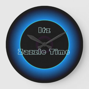 Upplyst "Itz Zazzle Time" text >Väggur Stor Klocka