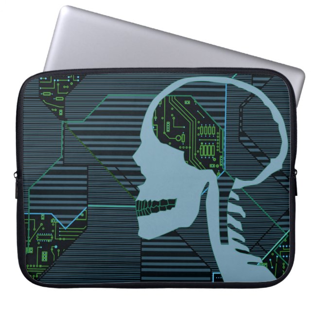 upplyst logikskalle laptop sleeve (Framsidan)