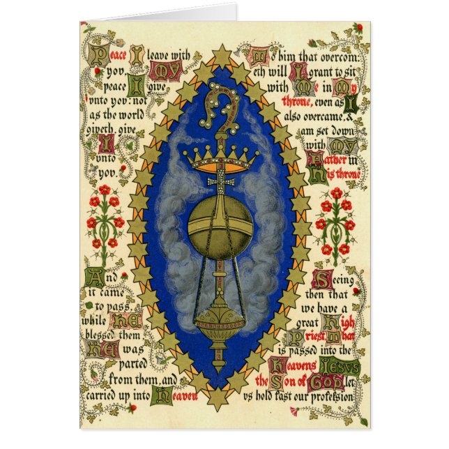 Upplyst manuskript för Kristi Himmelsfärdsdag Hälsningskort (Framsidan)