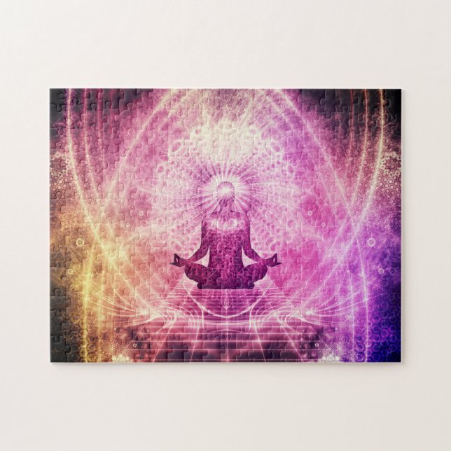 Upplyst meditation Chakra Mind Heart Coherence Pussel (Horisontell)
