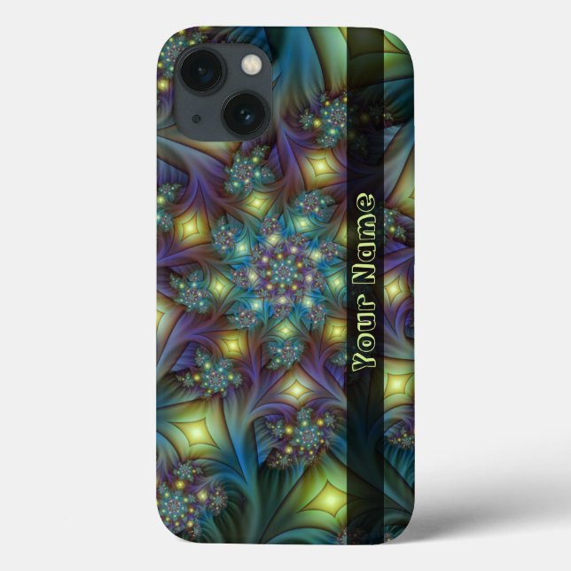 Upplyst modern blå lila Fractal Art Namn (Baksida)