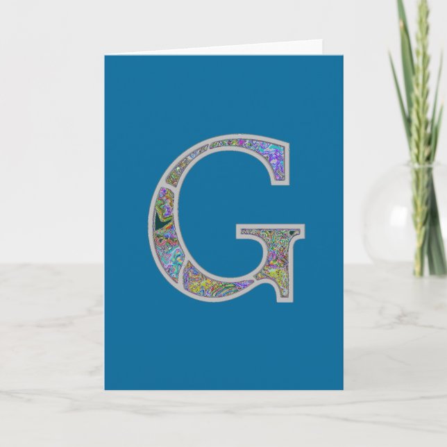 Upplyst Monogram för Gg Anteckningskort (Framsida)