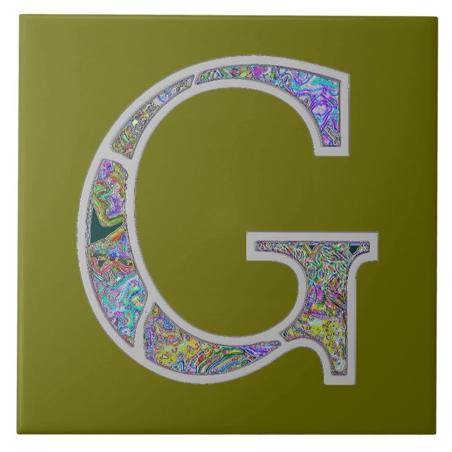 Upplyst Monogram för Gg Kakelplatta (Framsidan)
