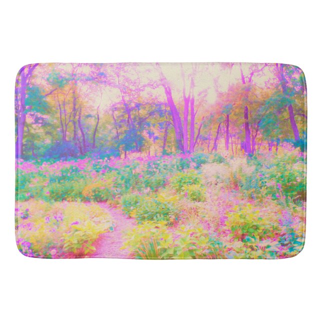 Upplyst Rosa och Coral Garden Ligcape Badrumsmatta (Framsidan)